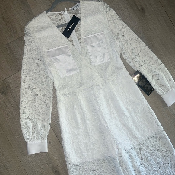 NWT Bebe Boho Wide Leg Lace Jumpsuit Sz 8 - Picture 3 of 10